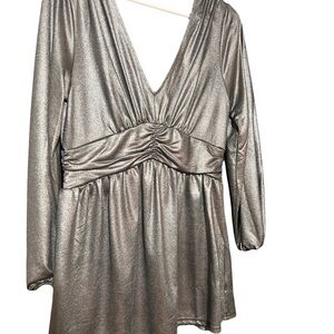 Metallic Silver Long Sleeve shirt
